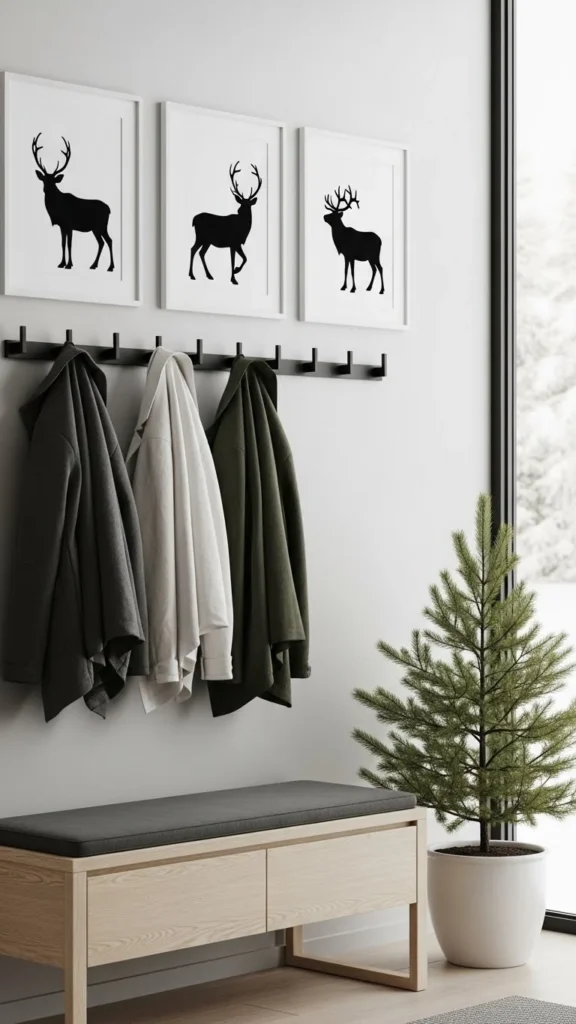 Minimal Reindeer Silhouette Printable Set of 3